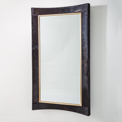 Curved 84" Floor Mirror - Black Hair-On-Hide - Grats Decor Interior Design & Build Inc.