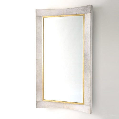 Curved 84" Floor Mirror - White Hair-On-Hide - Grats Decor Interior Design & Build Inc.