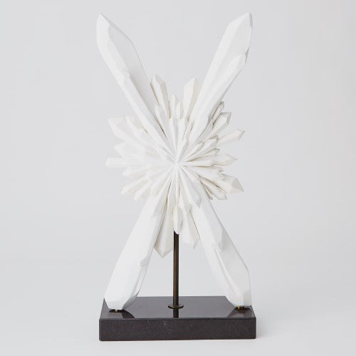 Faceted X Starburst 29"H Sculpture - White - Grats Decor Interior Design & Build Inc.