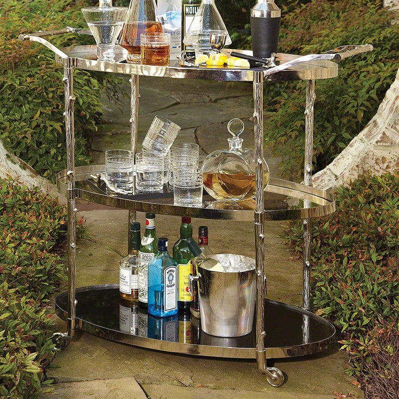 Arbor 43" x 20" Oval Bar Cart - Nickel - Grats Decor Interior Design & Build Inc.