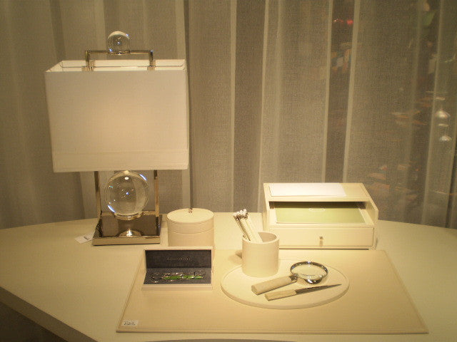 Barbara Barry Refined Leather Desk Blotter - Ivory - Grats Decor Interior Design & Build Inc.