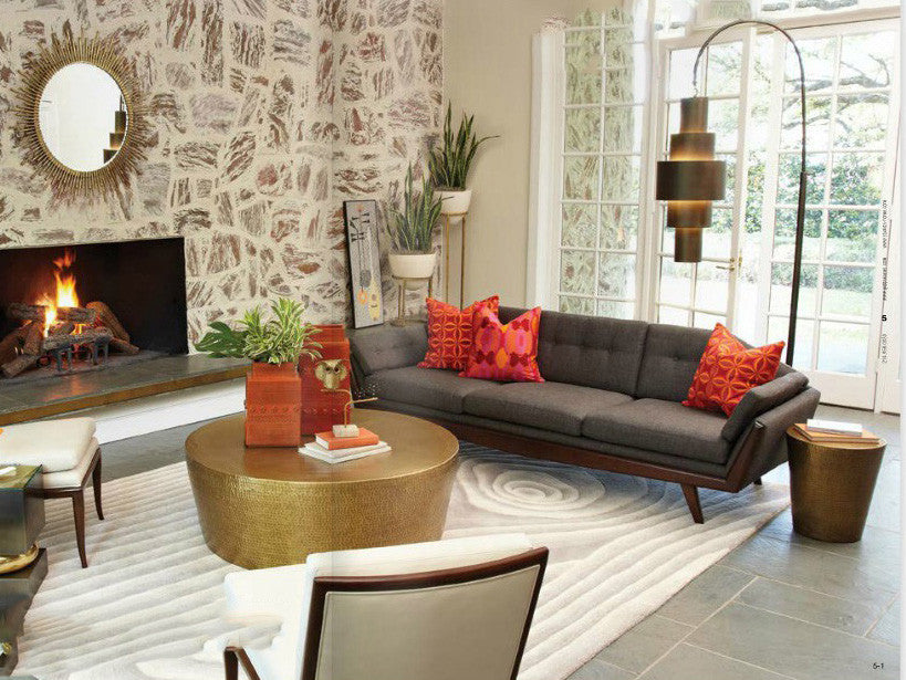 Izmir Hammered 35"Dia/48"Dia Coffee Table - Brass - Grats Decor Interior Design & Build Inc.