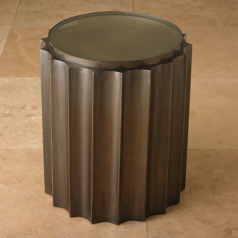 Fluted Column 18"Dia Table-Bronze - Grats Decor Interior Design & Build Inc.