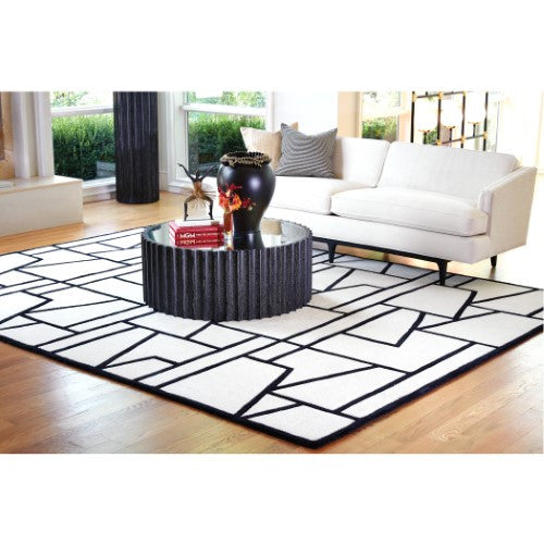 Zig Zag Rug-Ivory/Black - 4 sizes - Grats Decor Interior Design & Build Inc.