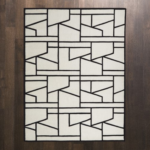 Zig Zag Rug-Ivory/Black - 4 sizes - Grats Decor Interior Design & Build Inc.