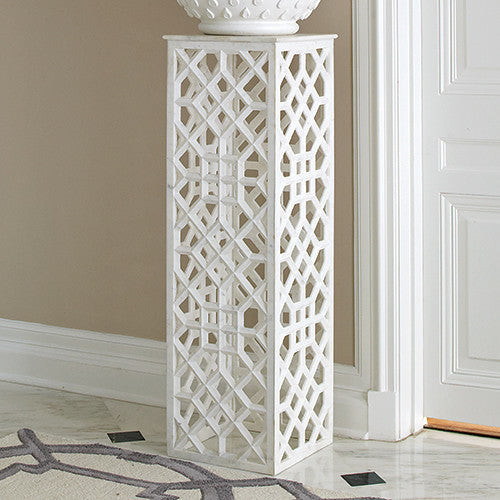 Marble Fret 48"H Pedestal - Grats Decor Interior Design & Build Inc.