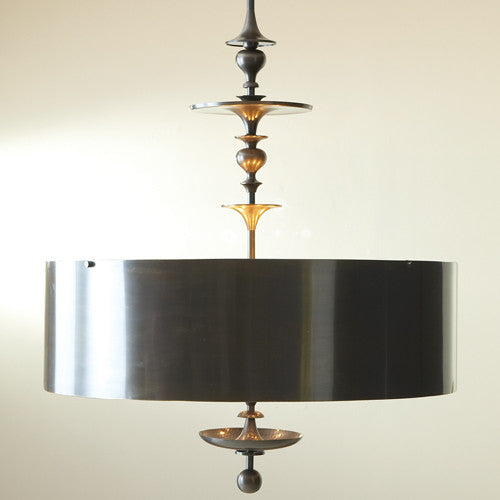 Turned Pendant Chandelier - 2 sizes - Antique Bronze - Grats Decor Interior Design & Build Inc.