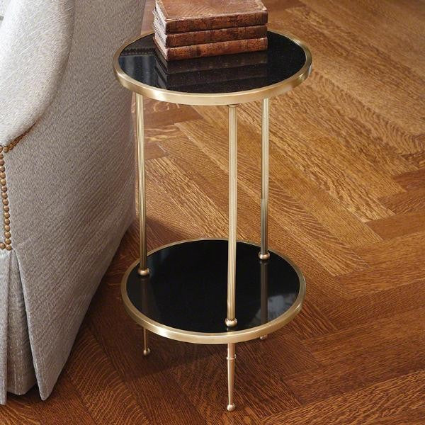 Petite Two Tier 12" Table - Antique Brass - Grats Decor Interior Design & Build Inc.