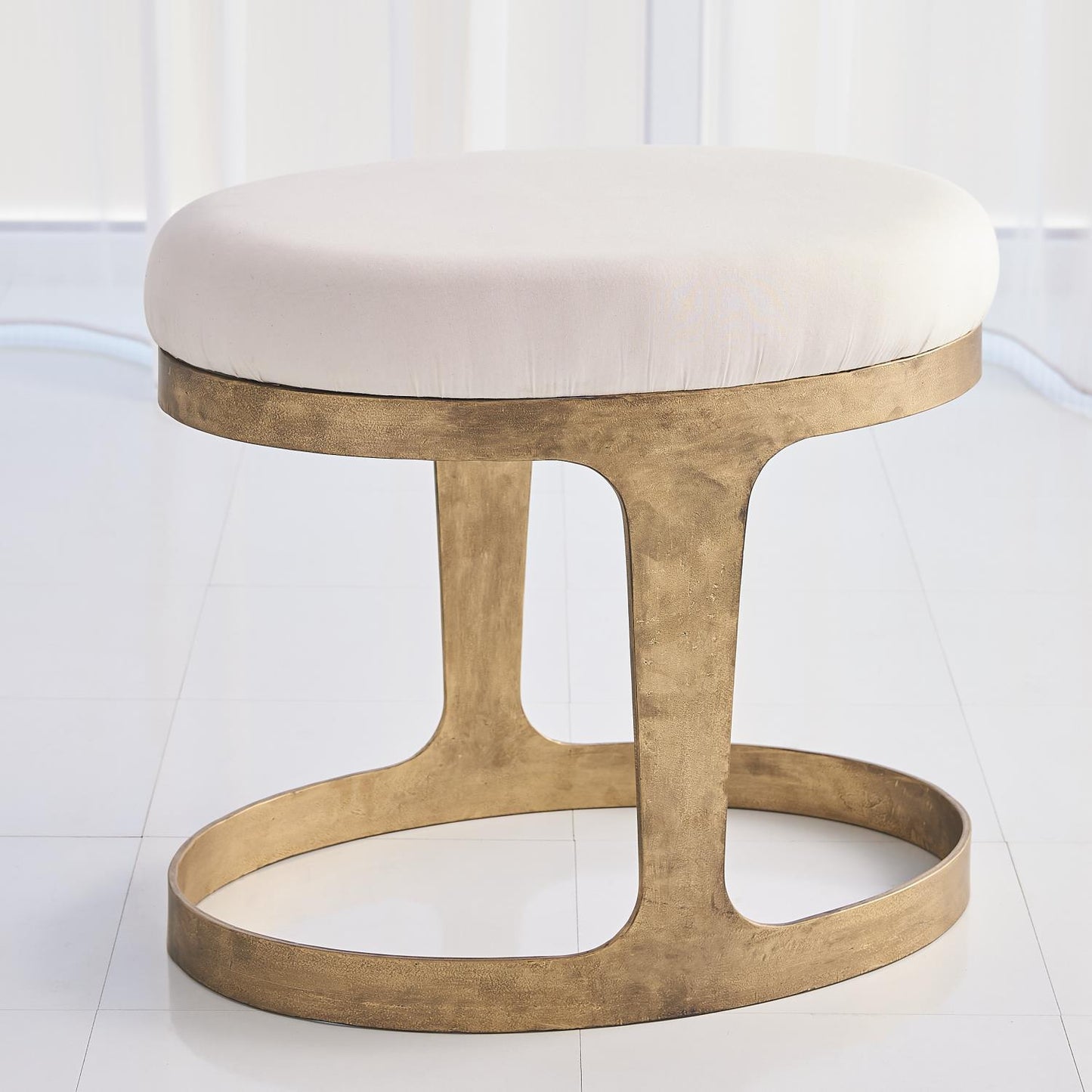 Oslo Stool w/Muslin Cushion - Gold - Grats Decor Interior Design & Build Inc.