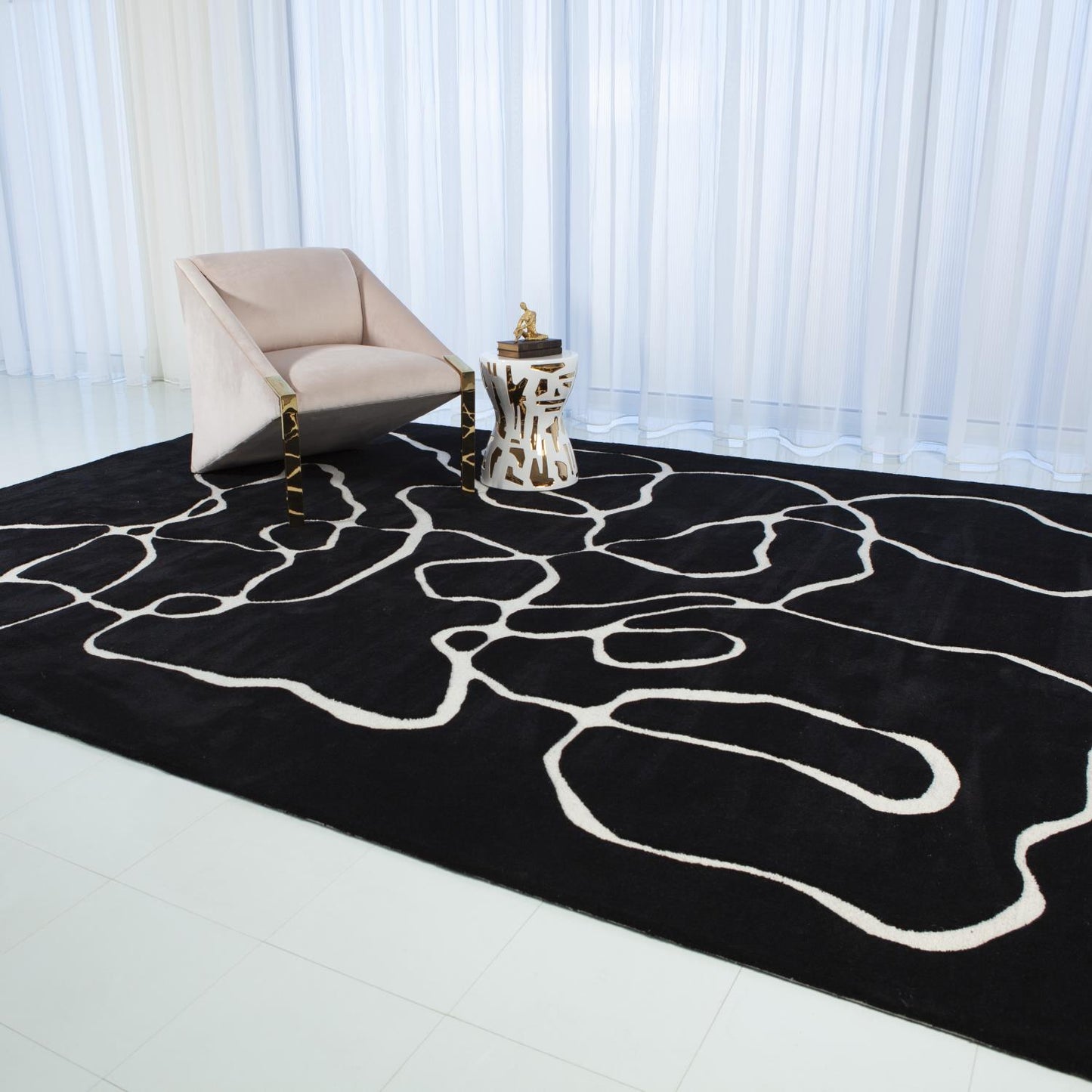 Squiggle Rug - Black/Ivory - 2 sizes