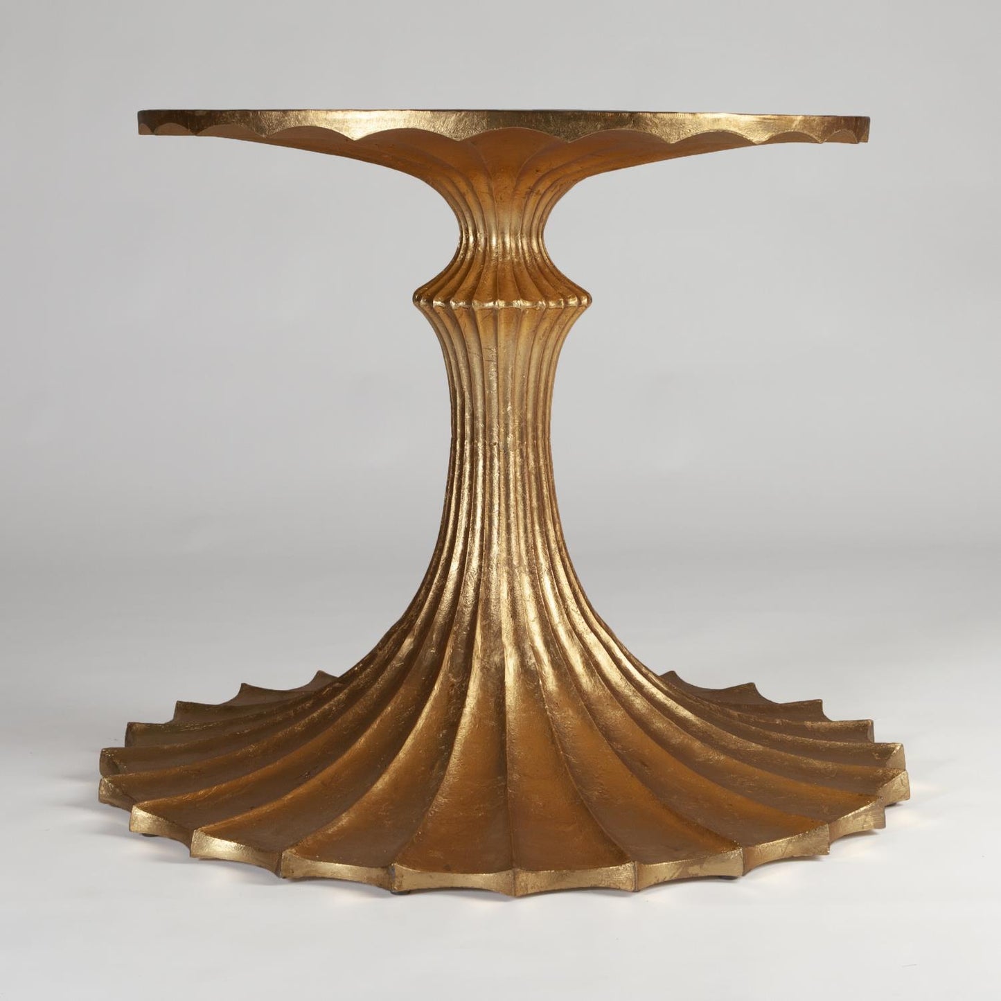 Flute Table 60"Dia Cerused Oak Top w/34" Gold Leaf Base