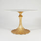 Flute Table 48"Dia White Marble Top w/26" Gold Leaf Base
