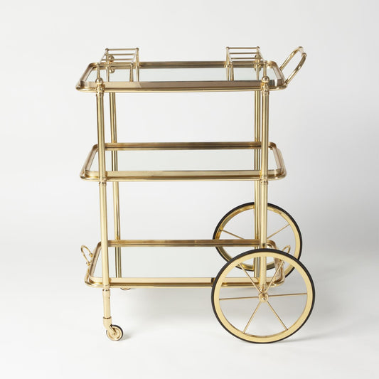 English Bar Cart and Tea Trolley - Brass