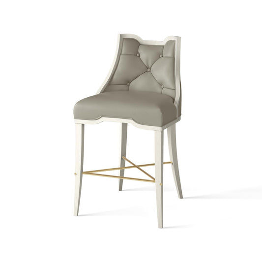 Logan Counter Stool - Antique White - Chesterfield Grey Leather