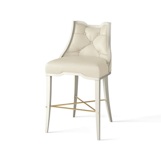 Logan Counter Stool - Antique White - Milk Leather