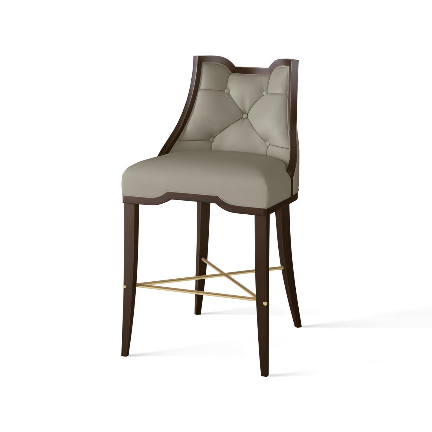 Logan Counter Stool - Walnut - Chesterfield Grey Leather