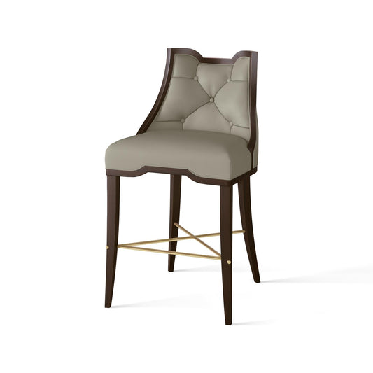 Logan Counter Stool - Walnut - Chesterfield Grey Leather