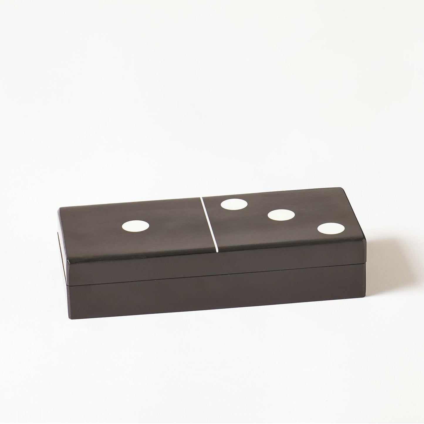 Dominoes Box - Black w/White Dots - 2 sizes