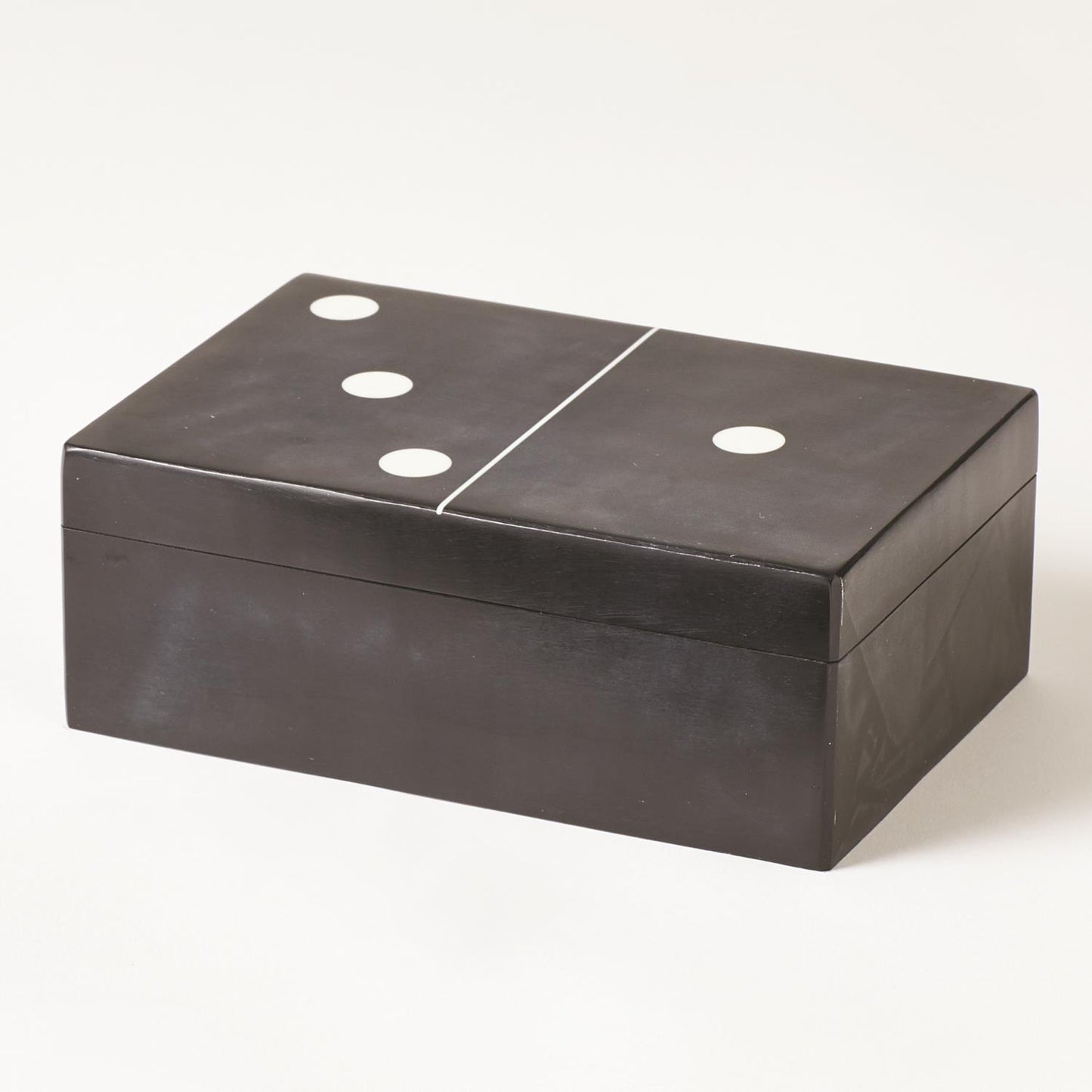 Dominoes Box - Black w/White Dots - 2 sizes