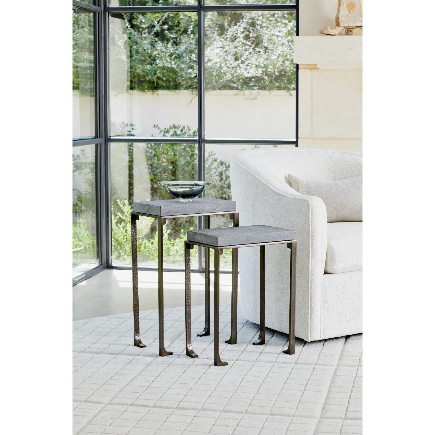 Zen Side Table w/Flamed Granite - Bronze - 2 sizes - Grats Decor Interior Design & Build Inc.