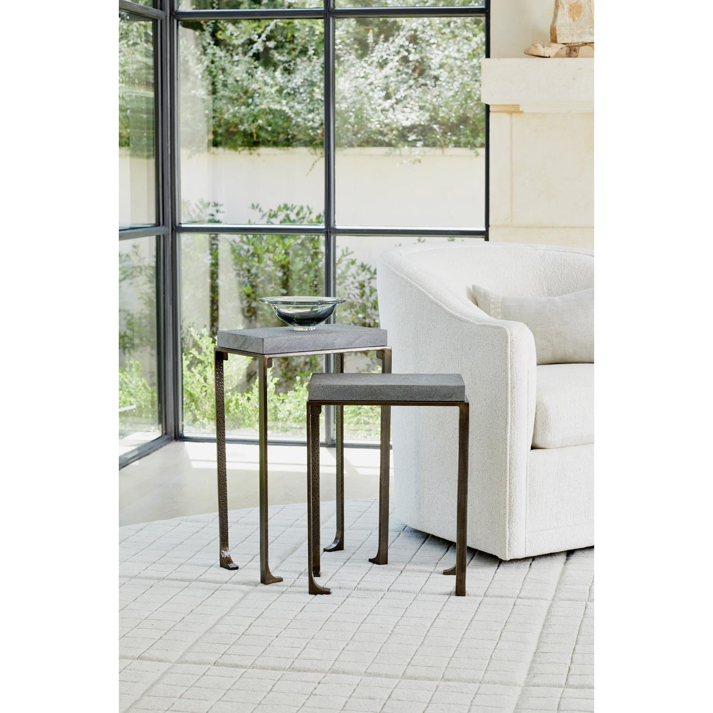 Zen Side Table w/Flamed Granite - Bronze - 2 sizes - Grats Decor Interior Design & Build Inc.