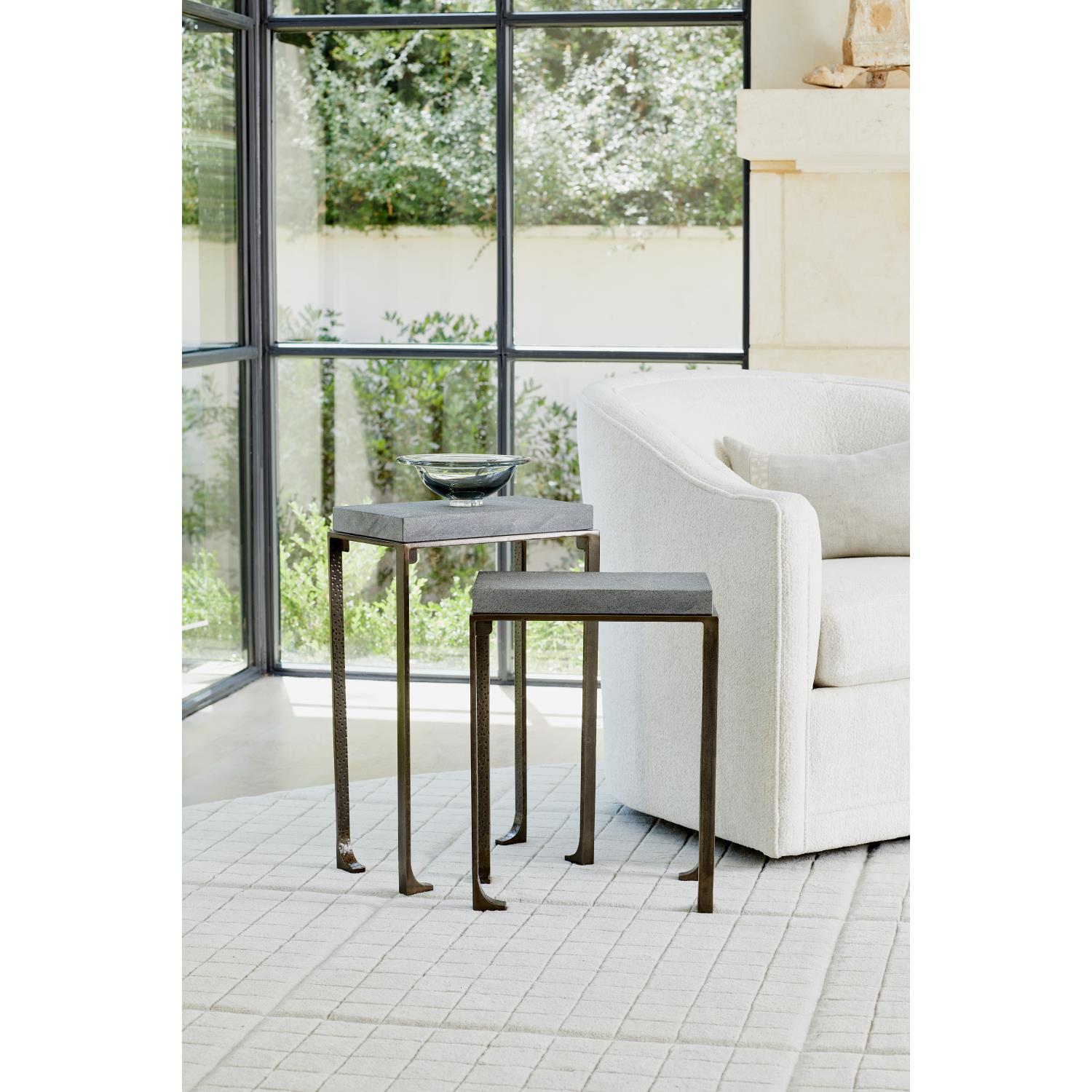 Zen Side Table w/Flamed Granite - Bronze - 2 sizes - Grats Decor Interior Design & Build Inc.