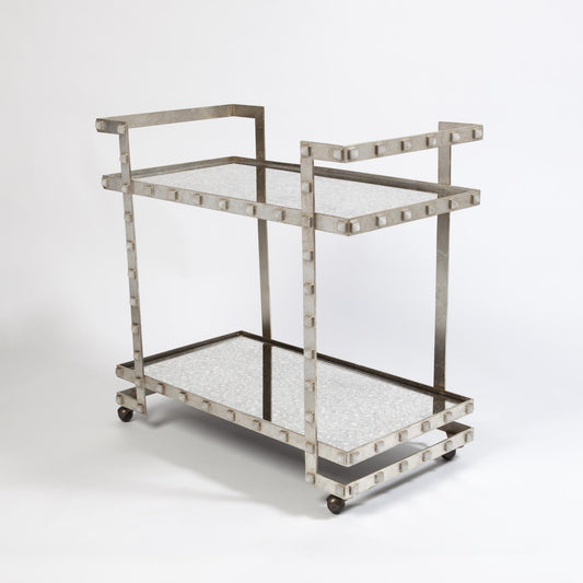 Quartz Stud Bar Cart - Silver Leaf
