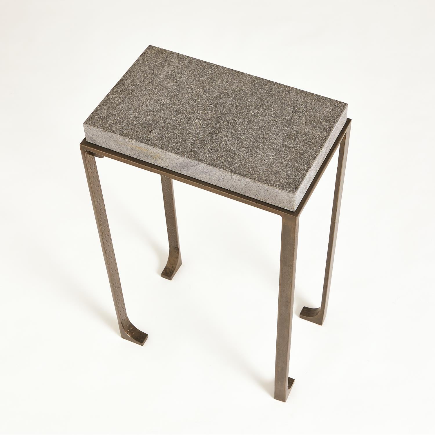 Zen Side Table w/Flamed Granite - Bronze - 2 sizes - Grats Decor Interior Design & Build Inc.