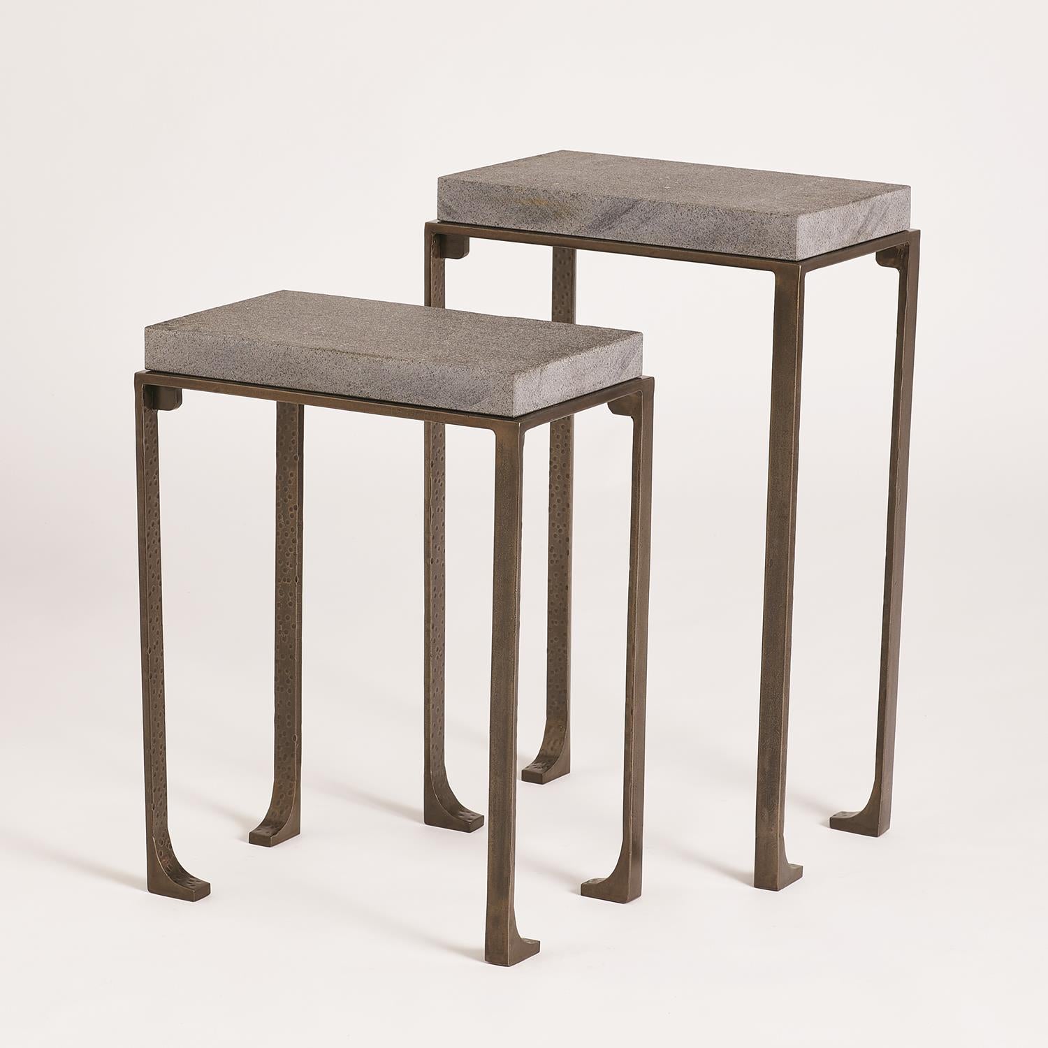 Zen Side Table w/Flamed Granite - Bronze - 2 sizes - Grats Decor Interior Design & Build Inc.