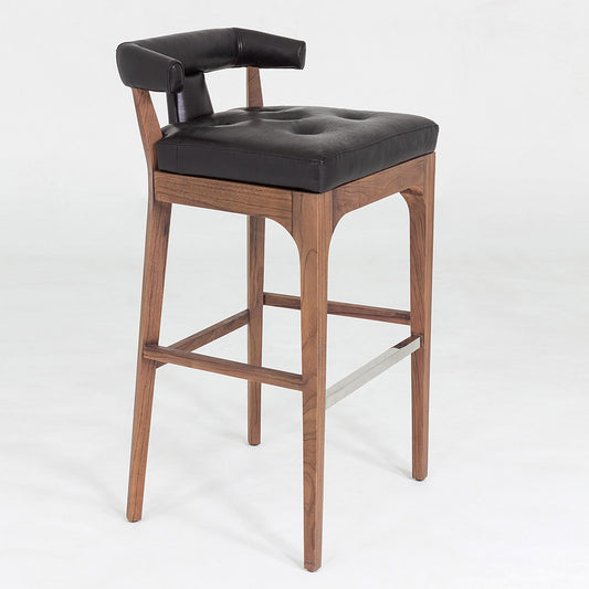 Moderno Bar Stool - Black Marble Leather