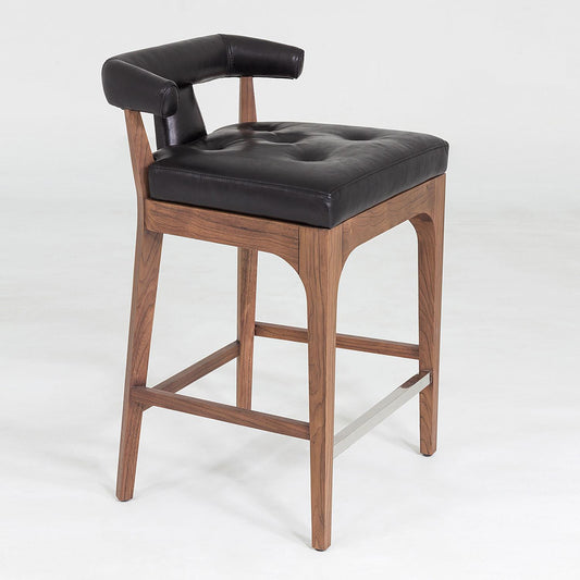 Moderno Counter Stool - Black Marble Leather
