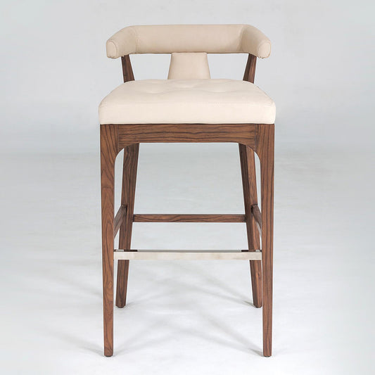 Moderno Bar Stool - Ivory Marble Leather