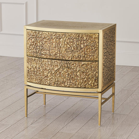Crinkle Bedside Chest - Brass / Bronze