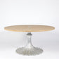Flute Table 60"Dia Cerused Oak Top w/34" Silver Leaf Base