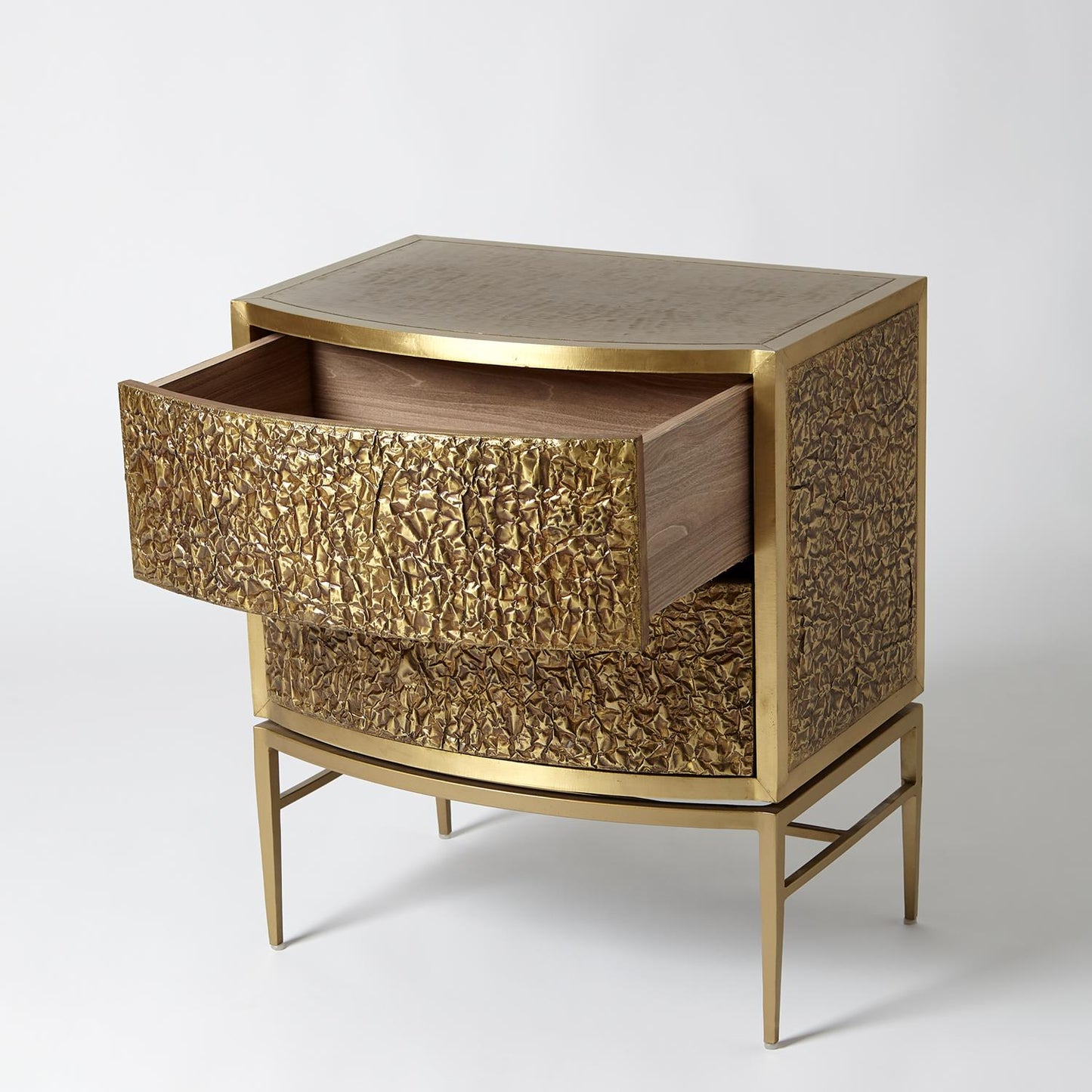 Crinkle Bedside Chest - Brass / Bronze