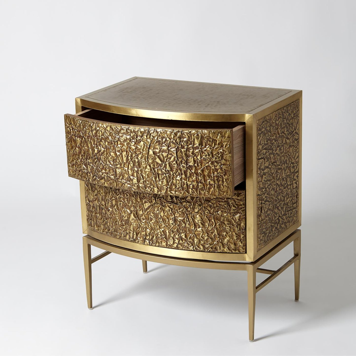Crinkle Bedside Chest - Brass / Bronze