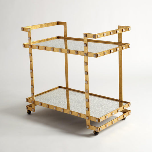 Quartz Stud Bar Cart - Gold Leaf