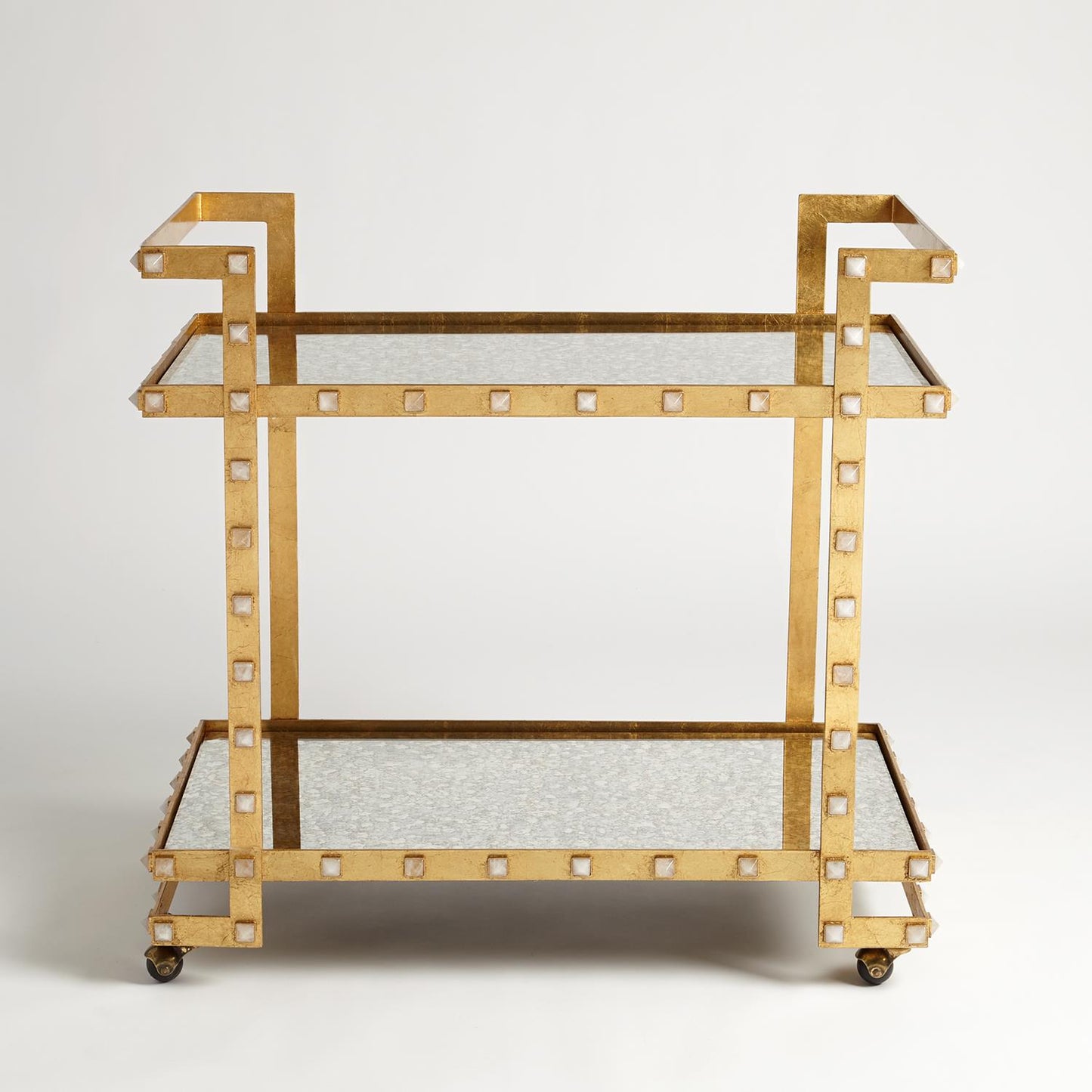 Quartz Stud Bar Cart - Gold Leaf