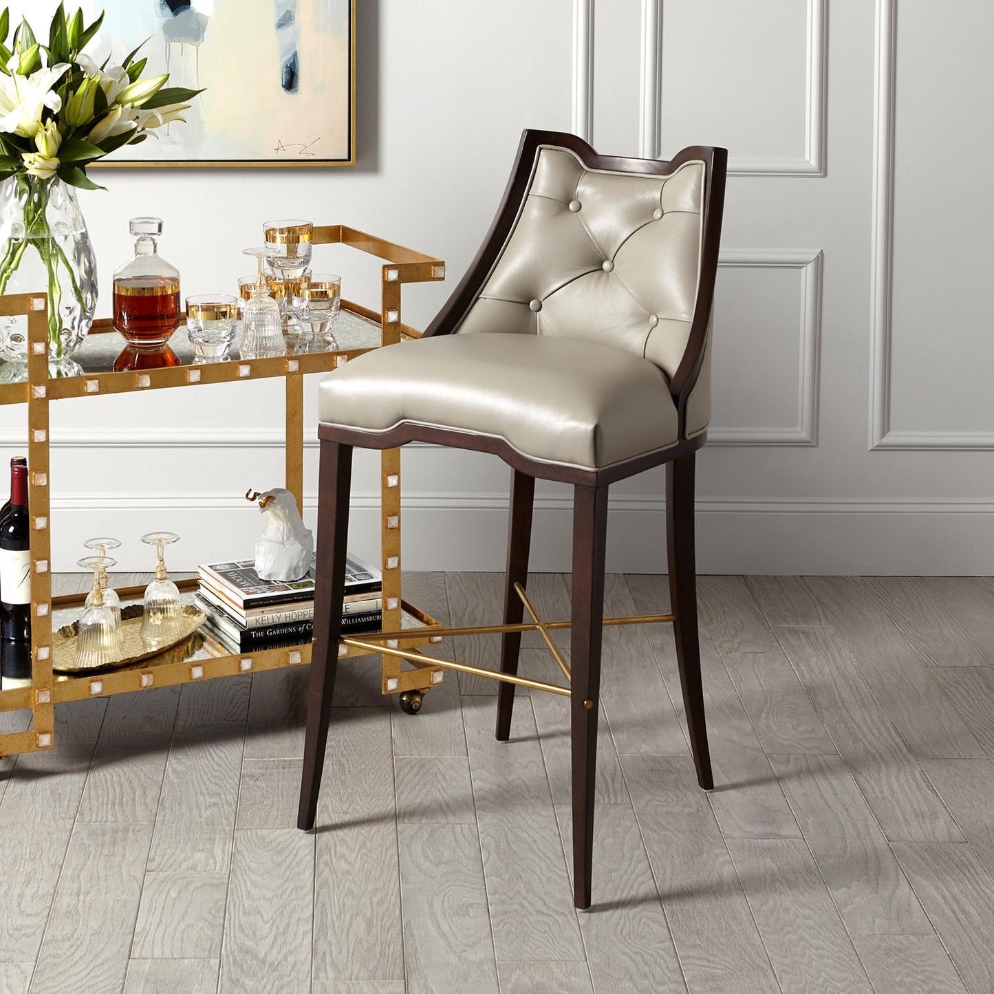 Logan Barstool - Walnut - Chesterfield Grey Leather