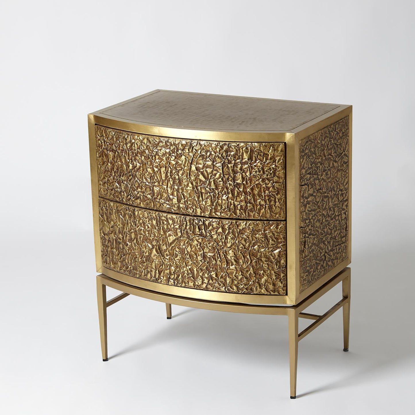 Crinkle Bedside Chest - Brass / Bronze