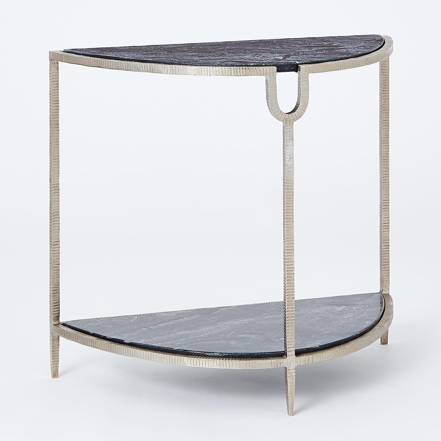 Demilune Side Table - Silver - Grats Decor Interior Design & Build Inc.