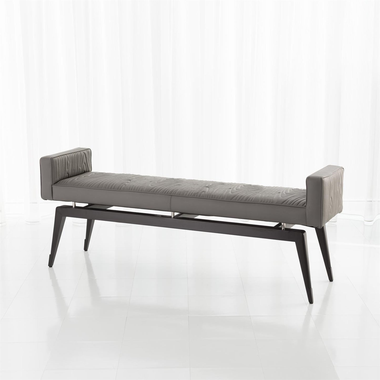 Faux Bois 67" Leather Bench - Grey