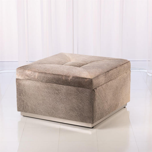 Metro Square Storage Ottoman - Hair on Hide - Grey