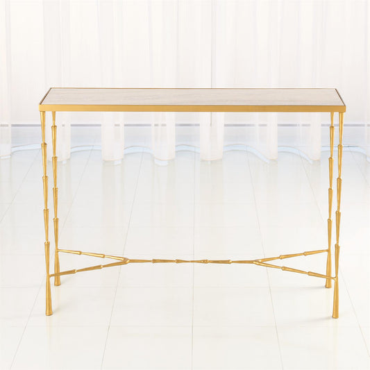 Spike Marble Top 44" Console - Antique Gold