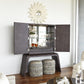Fringe Ottoman-Ivory Marble Leather