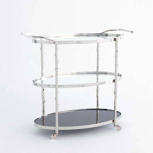 Arbor 43" x 20" Oval Bar Cart - Nickel