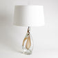Amber Twisted Art Glass Lamp w/Silk Shade