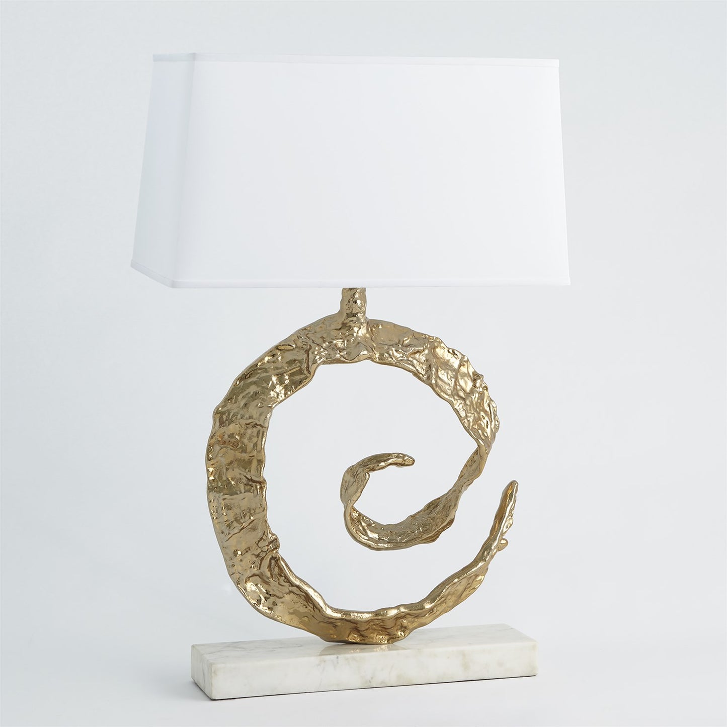 Swirl Lamp - Brass w/White Marble