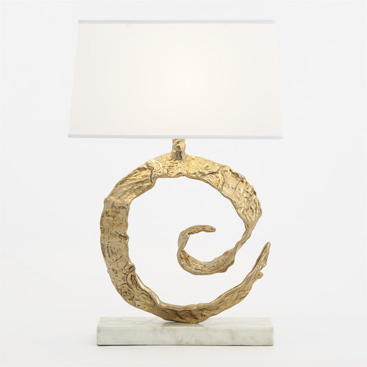 Swirl Lamp - Brass w/White Marble