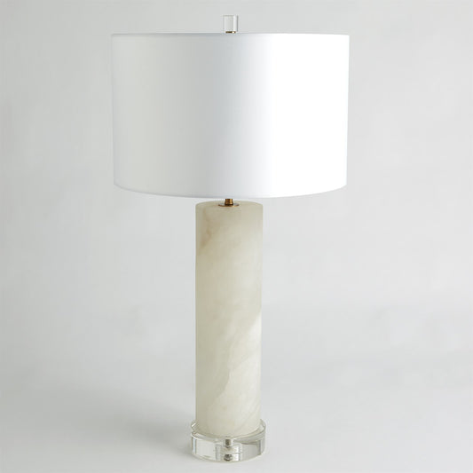 Alabaster Cylinder Table Lamp - Brass